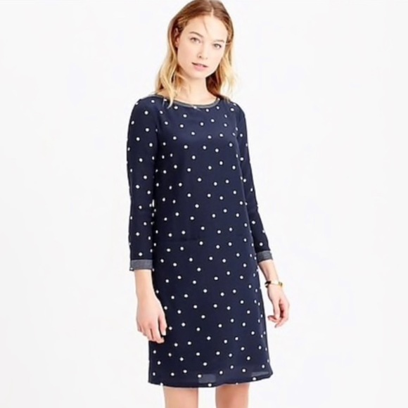J. Crew Dresses & Skirts - J Crew Blue Polka Dot Silk Shift Dress